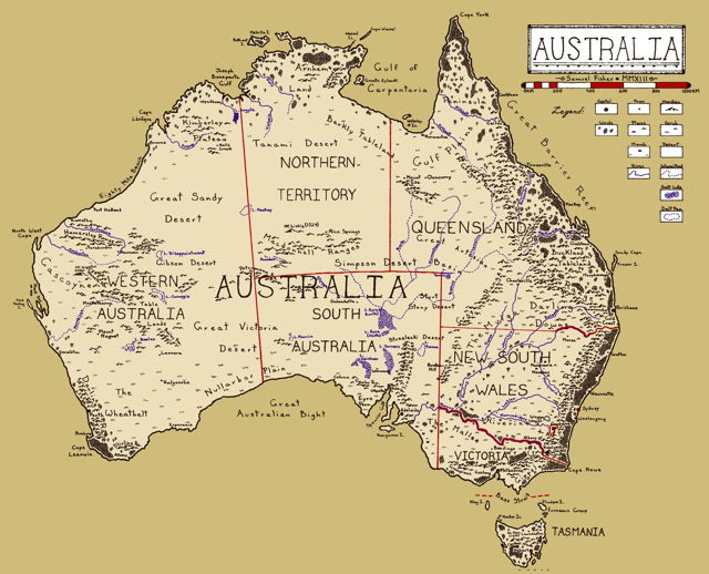 Fantasy map of Australia (Samuel Fisher)