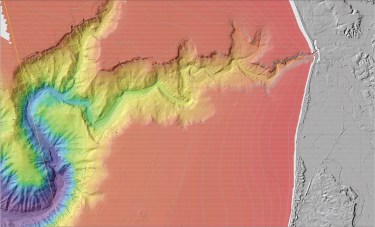 Bathymetry of Monterey Canyon and the Soquel Canyon tributary
