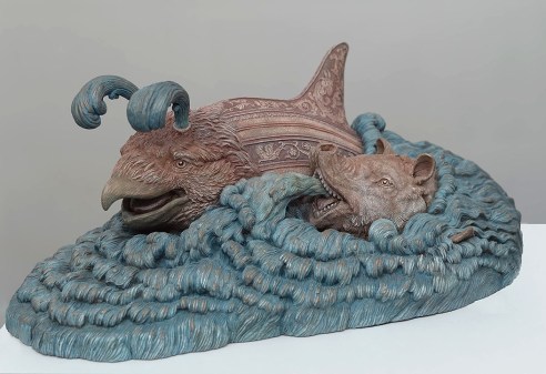 Bailey Henderson, Ziphius et Orca, 2014. Bronze. 17¾″×11¼″×7″.
